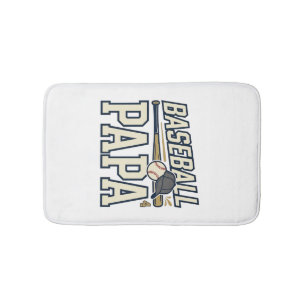 Tapis De Bain Baseball Papa Vintage Gravure Design de T-shirt_1