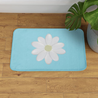 Tapis De Bain Basière Blanche Moderne Aqua Bleu Bain Mat