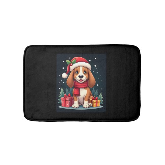 Tapis De Bain Basset Hound Chien vêtements de Noël Santa Hat Chi (Devant)