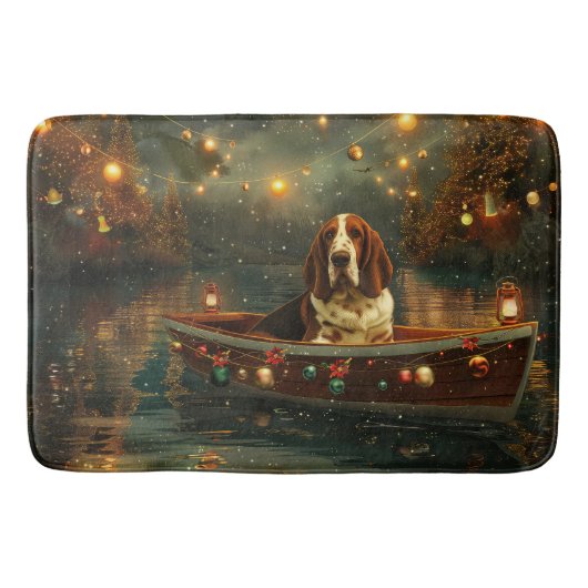 Tapis De Bain Basset Hound Noël Festive Voyage (Devant)