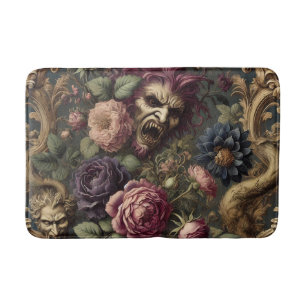 Tapis De Bain Batailles et fleurs baroques - Design floral gothi