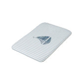 Tapis De Bain Bateau à voile Nautique Bleu Stripe Mat (Angle)
