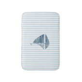 Tapis De Bain Bateau à voile Nautique Bleu Stripe Mat (Devant (Vertical))