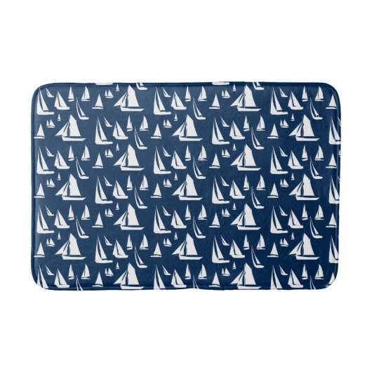 Tapis De Bain Bateaux à voile Bleu marine (Devant)