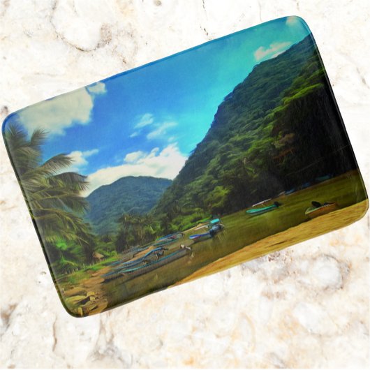 Tapis De Bain Bateaux de pêche de la rivière Mismaloya 0344