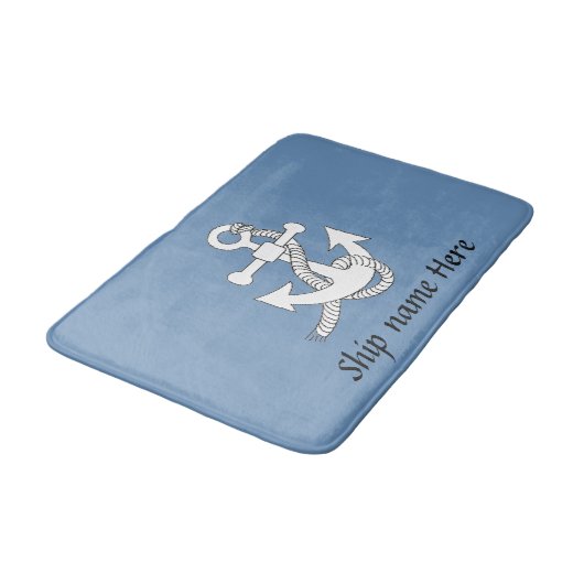 Tapis De Bain Bath Mat - Ancre portant le nom du navire (Angle)