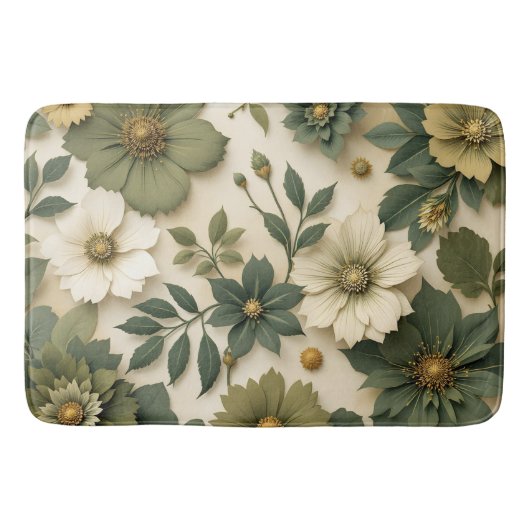 Tapis De Bain Bath Mats & Rugs green flowers pattern  (Devant)
