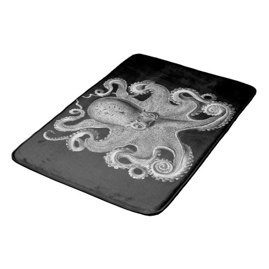 Tapis De Bain Bathmat noir gris Octopus (Angle)