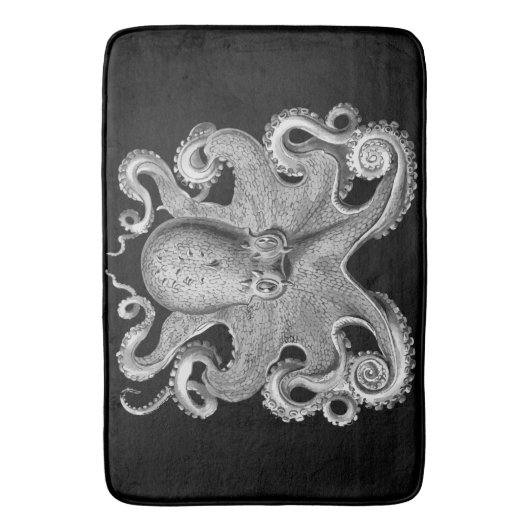 Tapis De Bain Bathmat noir gris Octopus (devant Vertical)