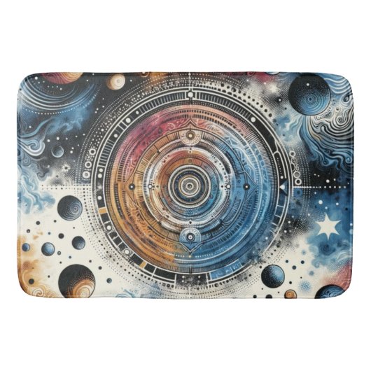 Tapis De Bain Batik futuriste Art cosmique - Design spatial (Devant)