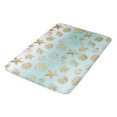 Tapis De Bain Beach Gold Sea Shells Aqua Blue Ombre (Angle)