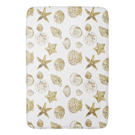 Tapis De Bain Beach Gold White Shells (devant Vertical)