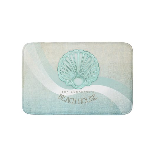 Tapis De Bain Beach House Clam Shell Aqua Blue ID623 (Devant)