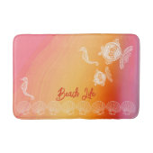 Tapis De Bain Beach Life Aquarelle Tropical Orange Rose (Devant)