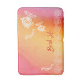 Tapis De Bain Beach Life Aquarelle Tropical Orange Rose (Devant (Vertical))
