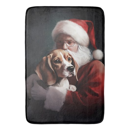 Tapis De Bain Beagle avec le Père Noël Festif Noël (devant Vertical)