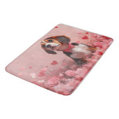 Tapis De Bain Beagle avec Rose - Saint Valentin (Angle)