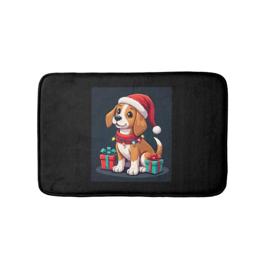 Tapis De Bain Beagle Xmas Éclairage Père Noël Beagle Chien Noël  (Devant)