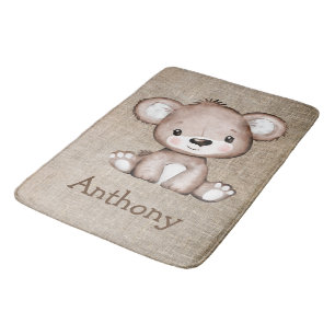 Tapis De Bain Bear Burlap Nom Rustique Aquarelle