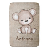 Tapis De Bain Bear Burlap Nom Rustique Aquarelle (devant Vertical)