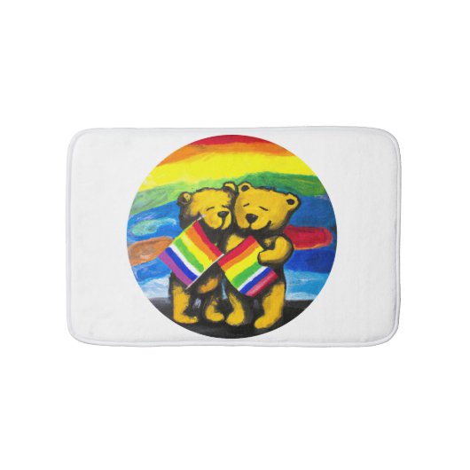 Tapis De Bain Bears Love Couple LGBT Arc-en-ciel (Devant)