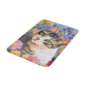 Tapis De Bain Beau chat avec des fleurs (Angle)