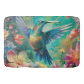 Tapis De Bain Beau colibri entouré de fleurs (Devant)