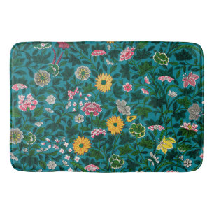 Tapis De Bain Beau Gras Floral Boho Bleu Vert