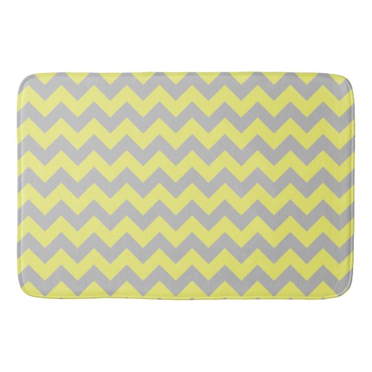 Tapis De Bain Beau Motif Chevron gris jaune (Devant)