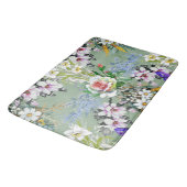 Tapis De Bain Beau motif floral Rose Fleur sauvage vert (Angle)