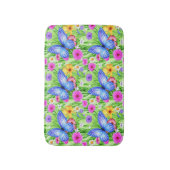 Tapis De Bain Beau Papillon Bleu avec fleurs Aquarelle (Devant (Vertical))