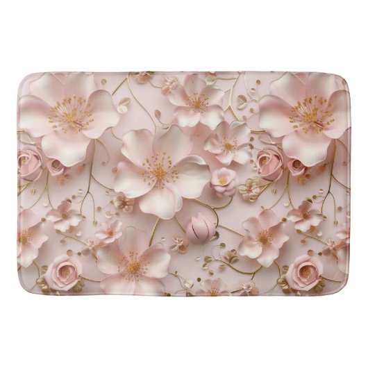 Tapis De Bain Beau Pastel Rose Doux Floral (Devant)
