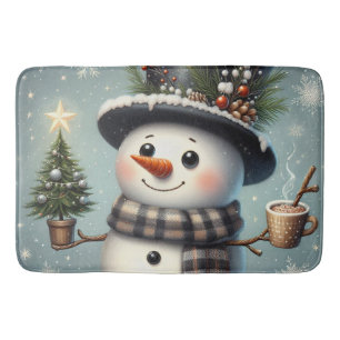 Tapis De Bain Beau tourbillon Noël/bonhomme de neige d'hiver