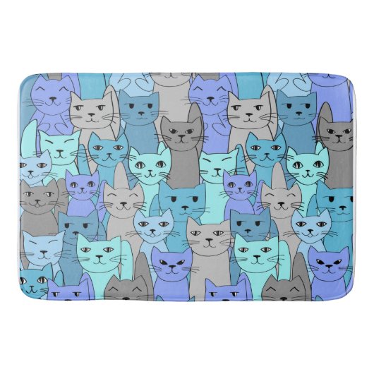 Tapis De Bain Beaucoup de Blue Cats Design (Devant)