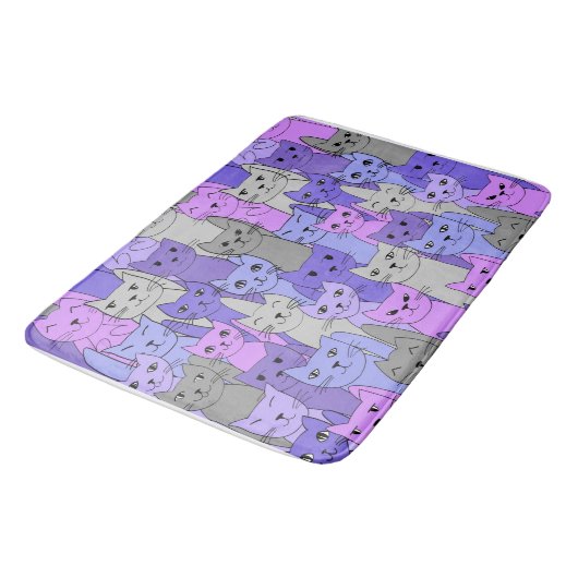 Tapis De Bain Beaucoup de chats violets conception (Angle)
