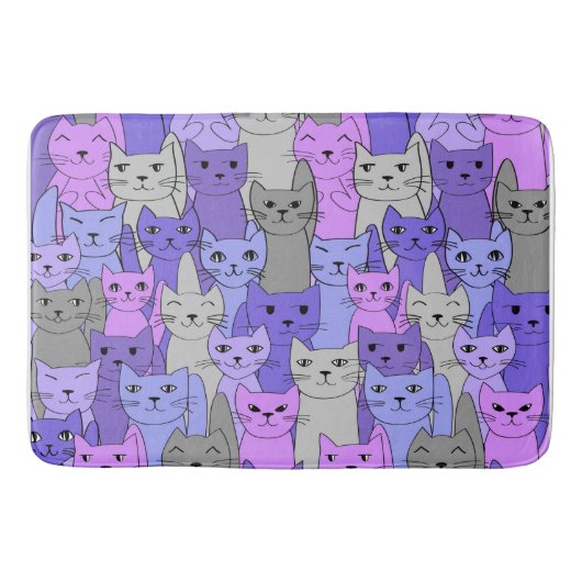 Tapis De Bain Beaucoup de chats violets conception (Devant)