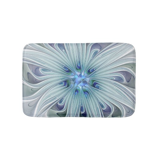 Tapis De Bain Beauté florale Abstraite moderne Blue Pastel Flowe (Devant)