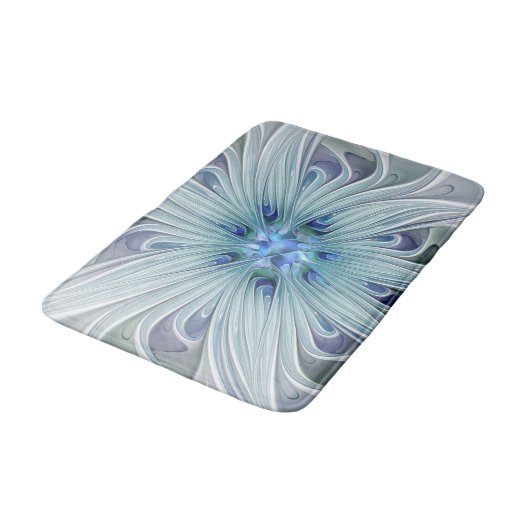 Tapis De Bain Beauté florale Abstraite moderne Blue Pastel Flowe (Angle)