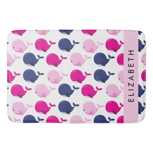 Tapis De Bain Beaux Baleines, Motif De Baleines, Votre Nom (Devant)
