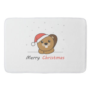 Tapis De Bain Beaver Noël Neige Hiver Animaux Castor