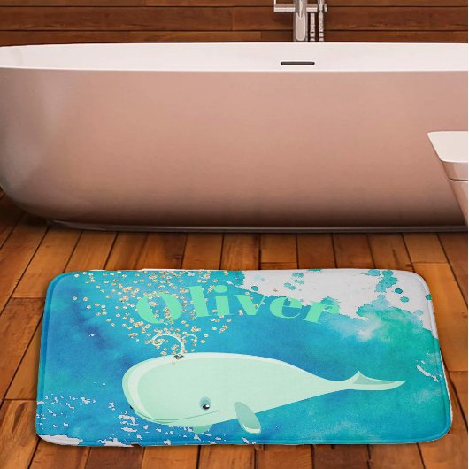 Tapis De Bain Bébé Baleine étincelle Bleu Nautique Nautique Pers