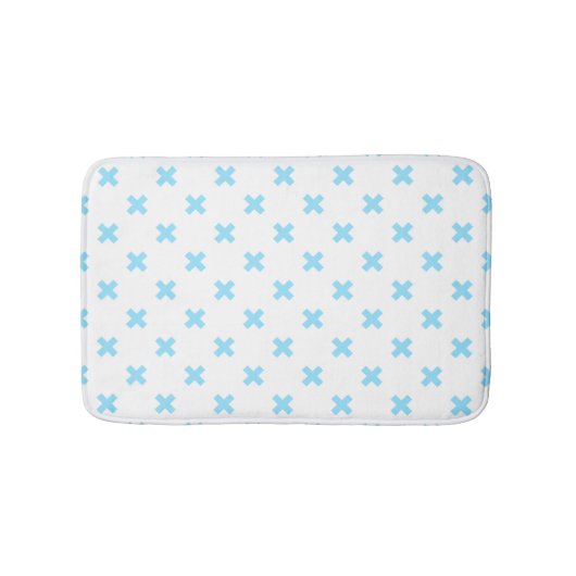 Tapis De Bain Bébé bleu croix coutures sur blanc (Devant)