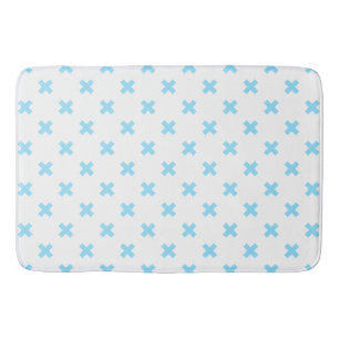 Tapis De Bain Bébé bleu croix coutures sur blanc