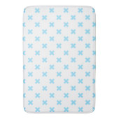 Tapis De Bain Bébé bleu croix coutures sur blanc (devant Vertical)