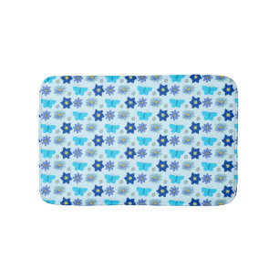 Tapis De Bain Bébé bleu Papillons et fleurs à motifs