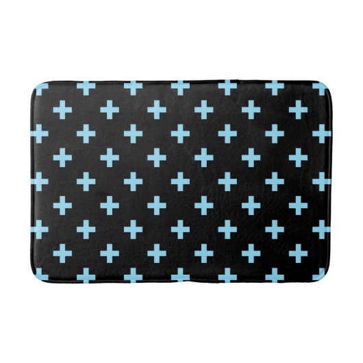 Tapis De Bain Bébé bleu polka croise sur noir (Devant)