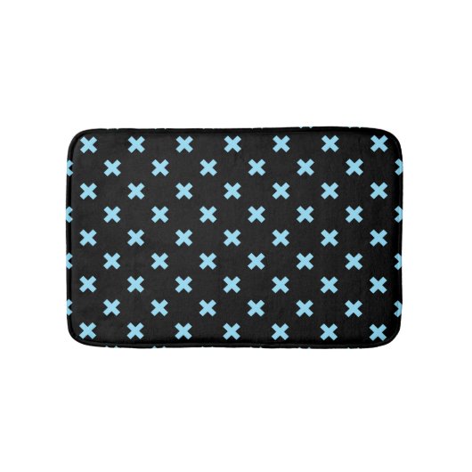 Tapis De Bain Bébé croix bleu coutures sur noir (Devant)