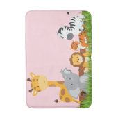 Tapis De Bain Bébé d'animaux de la jungle rose (Devant (Vertical))
