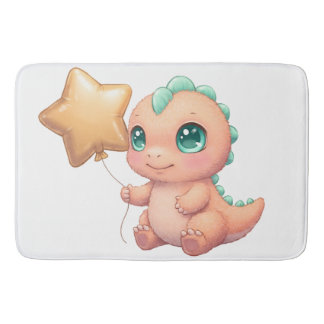 Tapis De Bain Bébé Dinosaure Mignon Tenant un Ballon en Forme d'