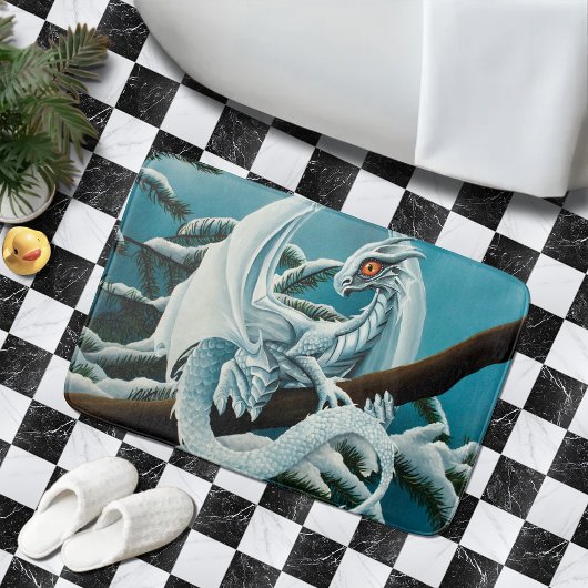 Tapis De Bain Bébé Dragon d'hiver blanc